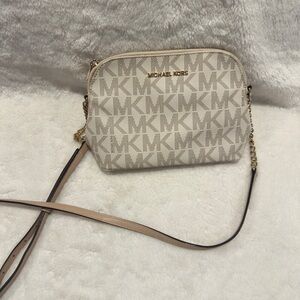 Michael Kors Beige and Gold Crossbody Bag